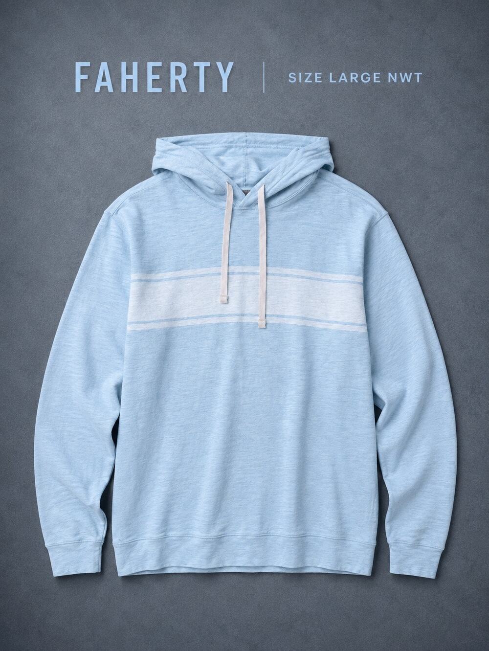 Faherty Sunwashed Organic Cotton Hoodie Large NWOT Light Blue Pullover